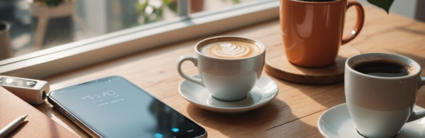 Smartphone affichant une conversation chaleureuse, symbole d'une rencontre sérieuse gratuite en ligne