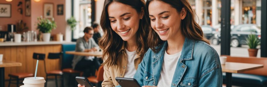 Jeune adulte utilisant une application de rencontre gratuite sur smartphone