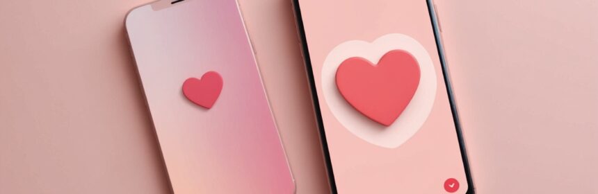 Illustration d'un bouton like en forme de cœur sur un écran de smartphone