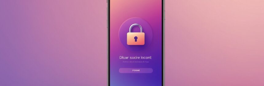 Illustration d'un smartphone avec une icone de confidentialite sur une application de rencontre gratuite